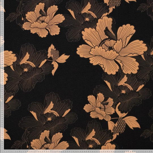 No. 1387 Viskose Satin schwarz beige