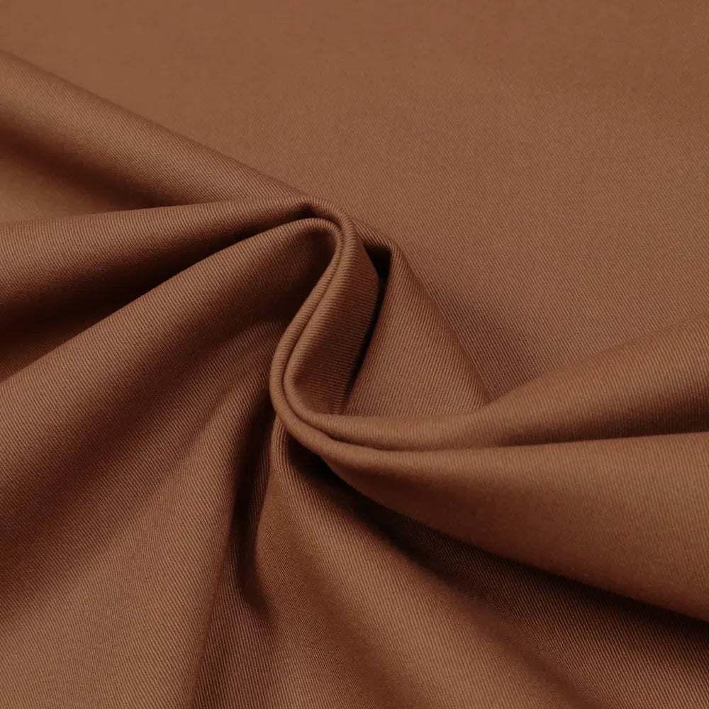 Non. 1412 Gabardine de coton stretch marron fauve