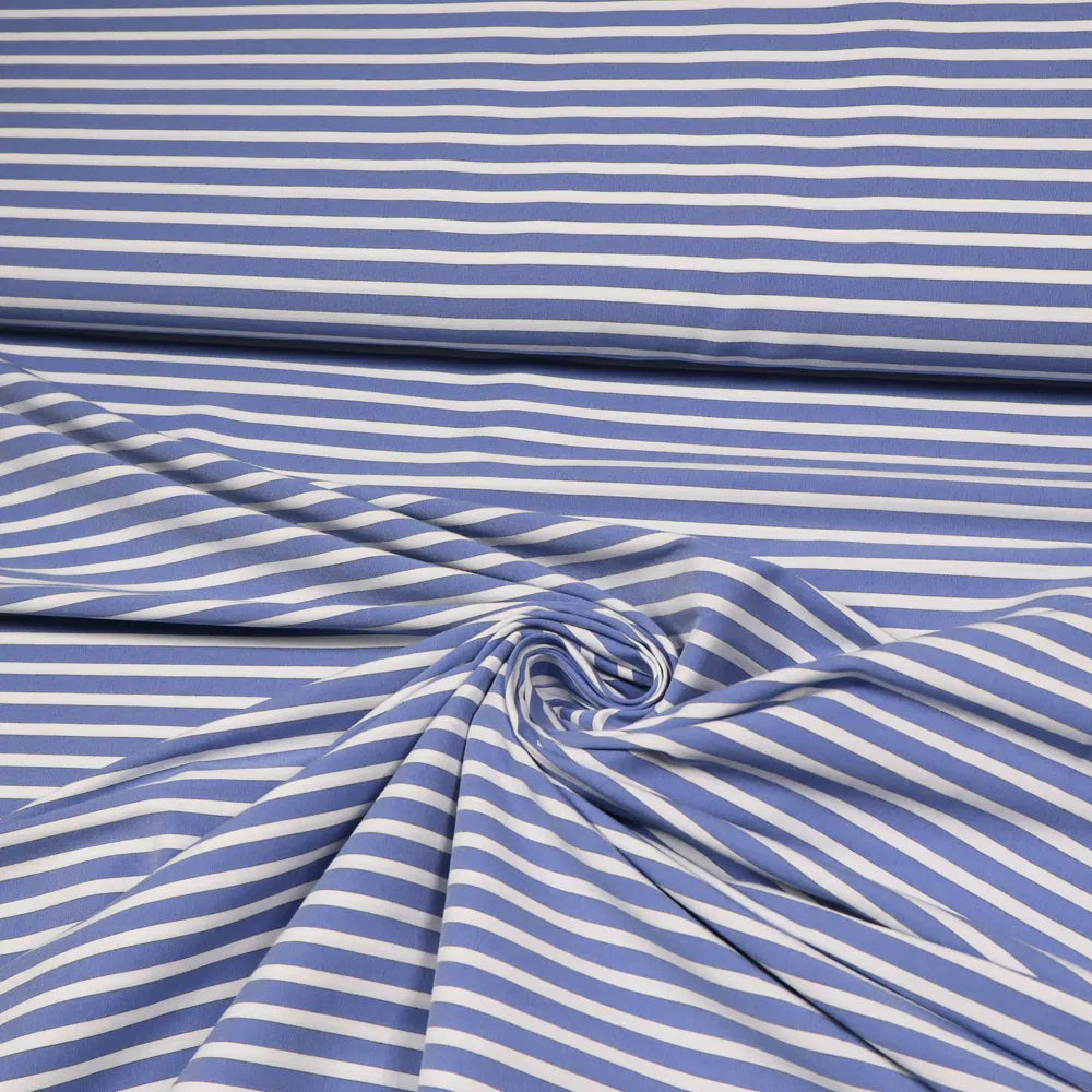 No. 1410 Cotton Poplin Stretch blue | white striped