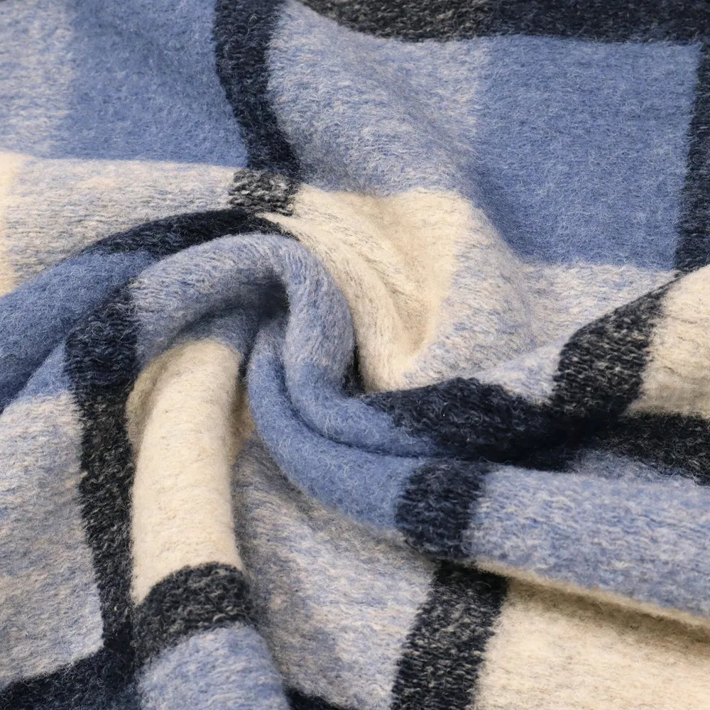 No. 1448 Wool fabric check blue | wool white