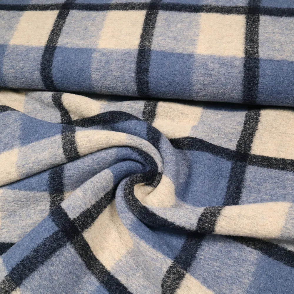 No. 1448 Wool fabric check blue | wool white