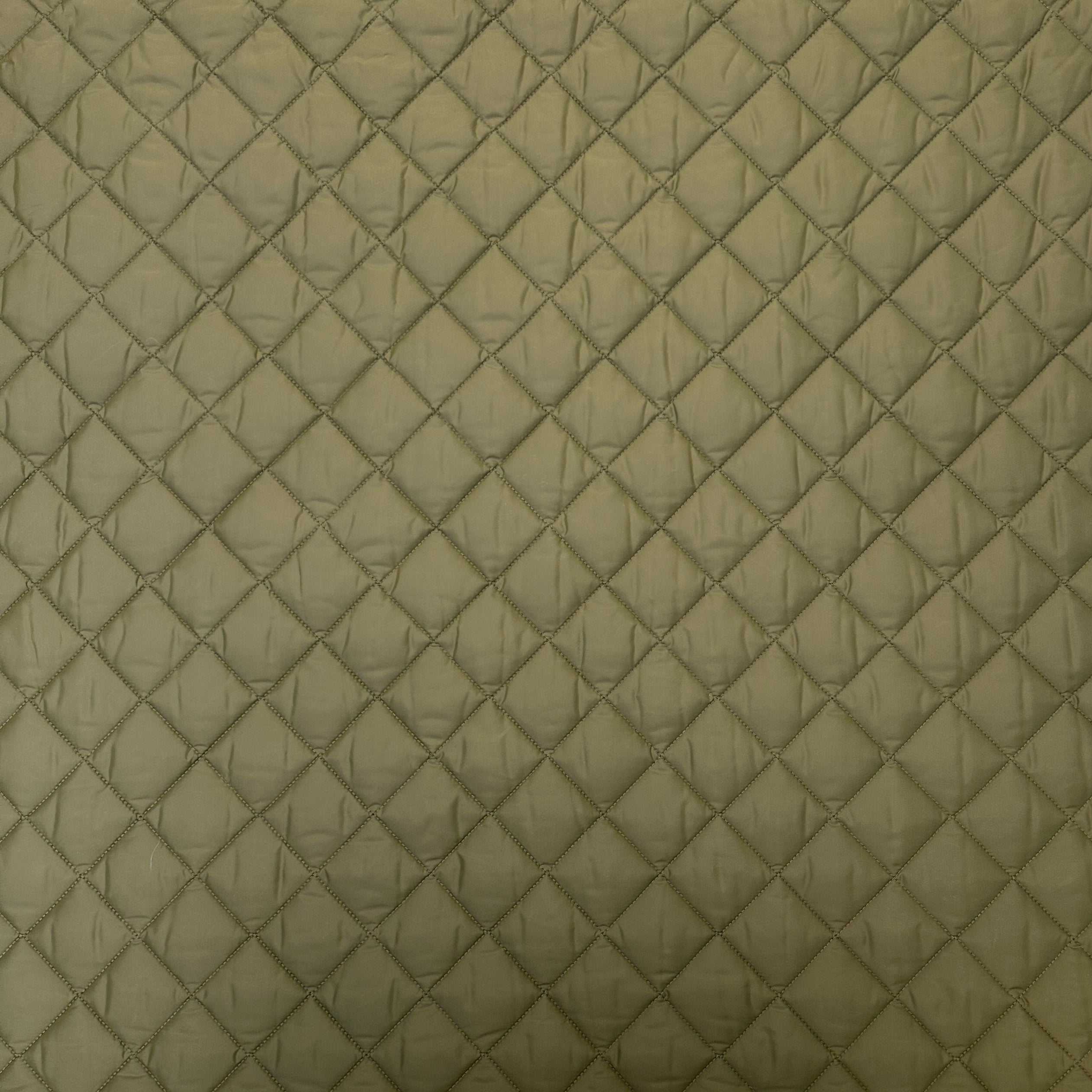 No. 1406 quilted fabric diamonds olive green | beige