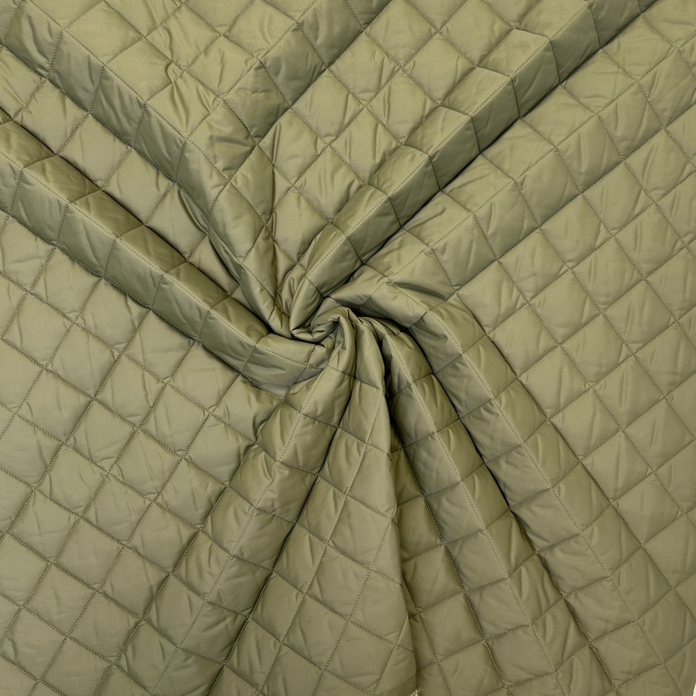 No. 1406 quilted fabric diamonds olive green | beige