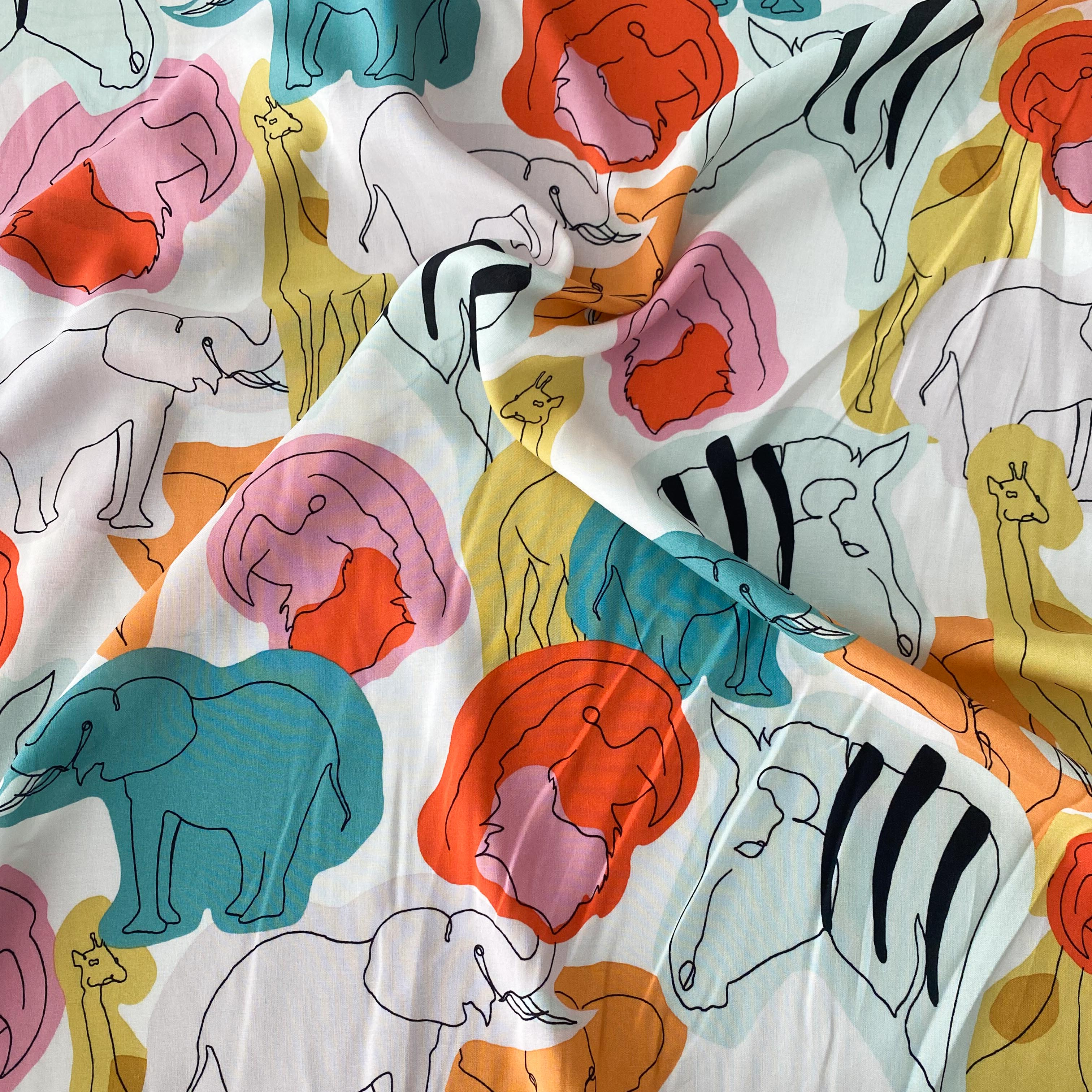 No. 1368 Light viscose with animals / 2.10 m